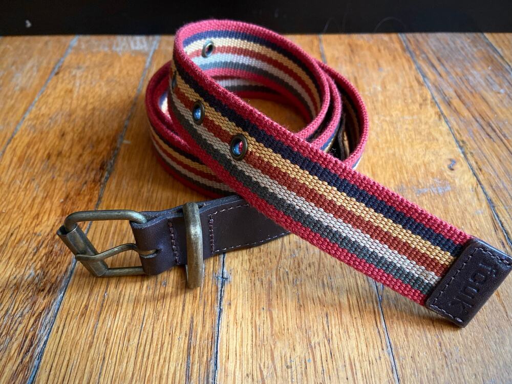 FRENCH CONNECTION UK Multicolored Stripe Belt w/Leather Trim sz 32 (US sz XS)